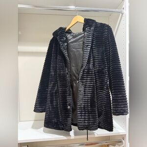 Soft Surroundings Black Ribbed Teddy Jacket